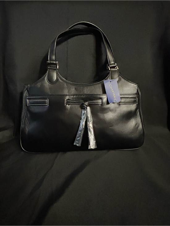 Charter Club Handbags - Charter Club Women’s Classic Black Leather Tote Bow Accent NWT
